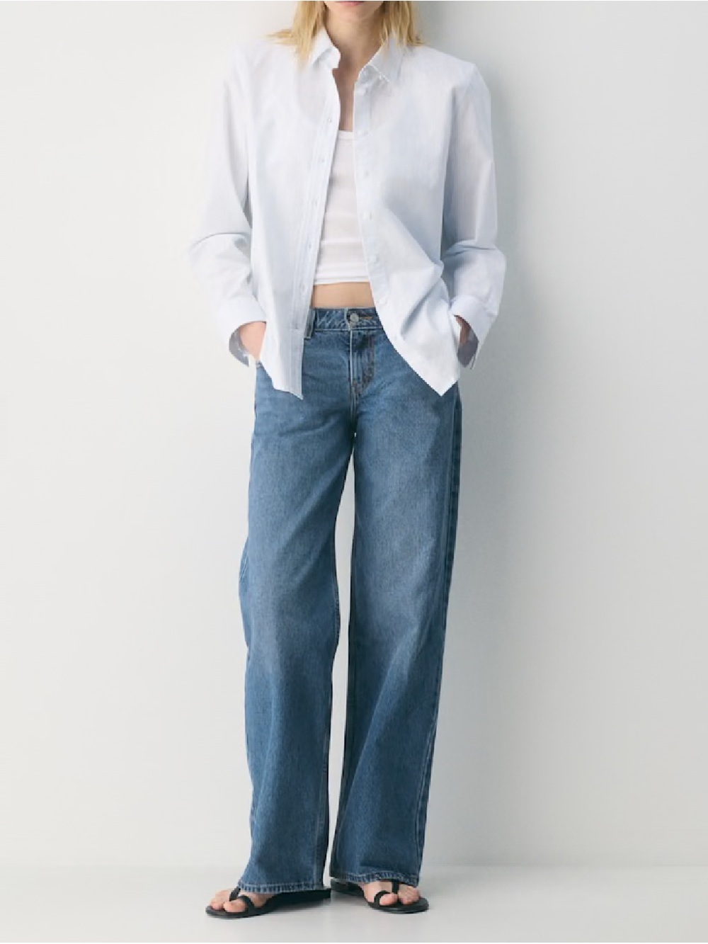 Levi's Low Loose Jeans Low to Mid Rise Real Blue Wide Straight Leg Jeans Denim